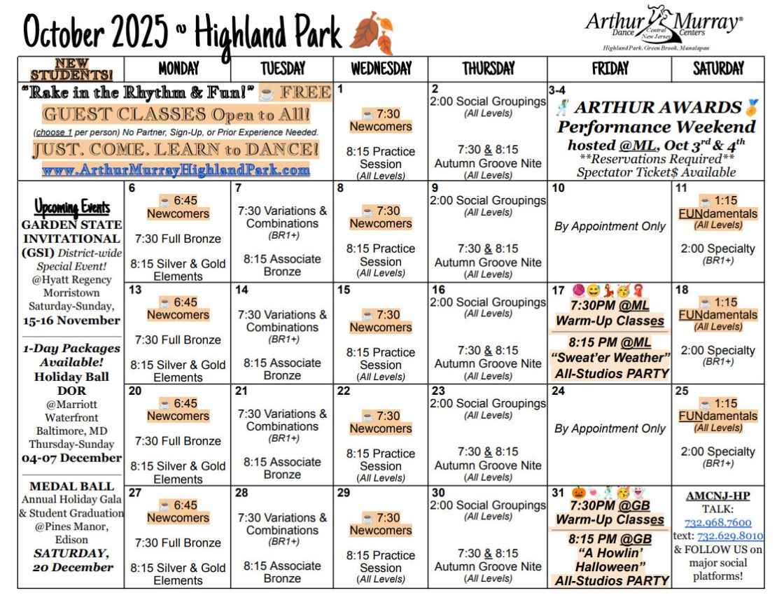 October 2025 HP Calendar