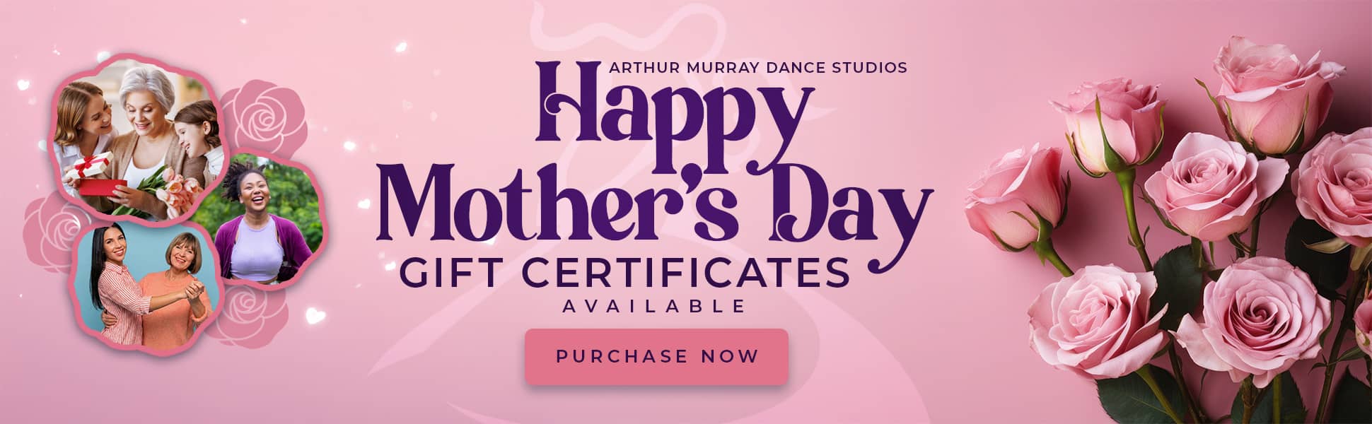 Arthur Murray Dance Studios Mother's Day gift certificates available with 'Purchase Now' button